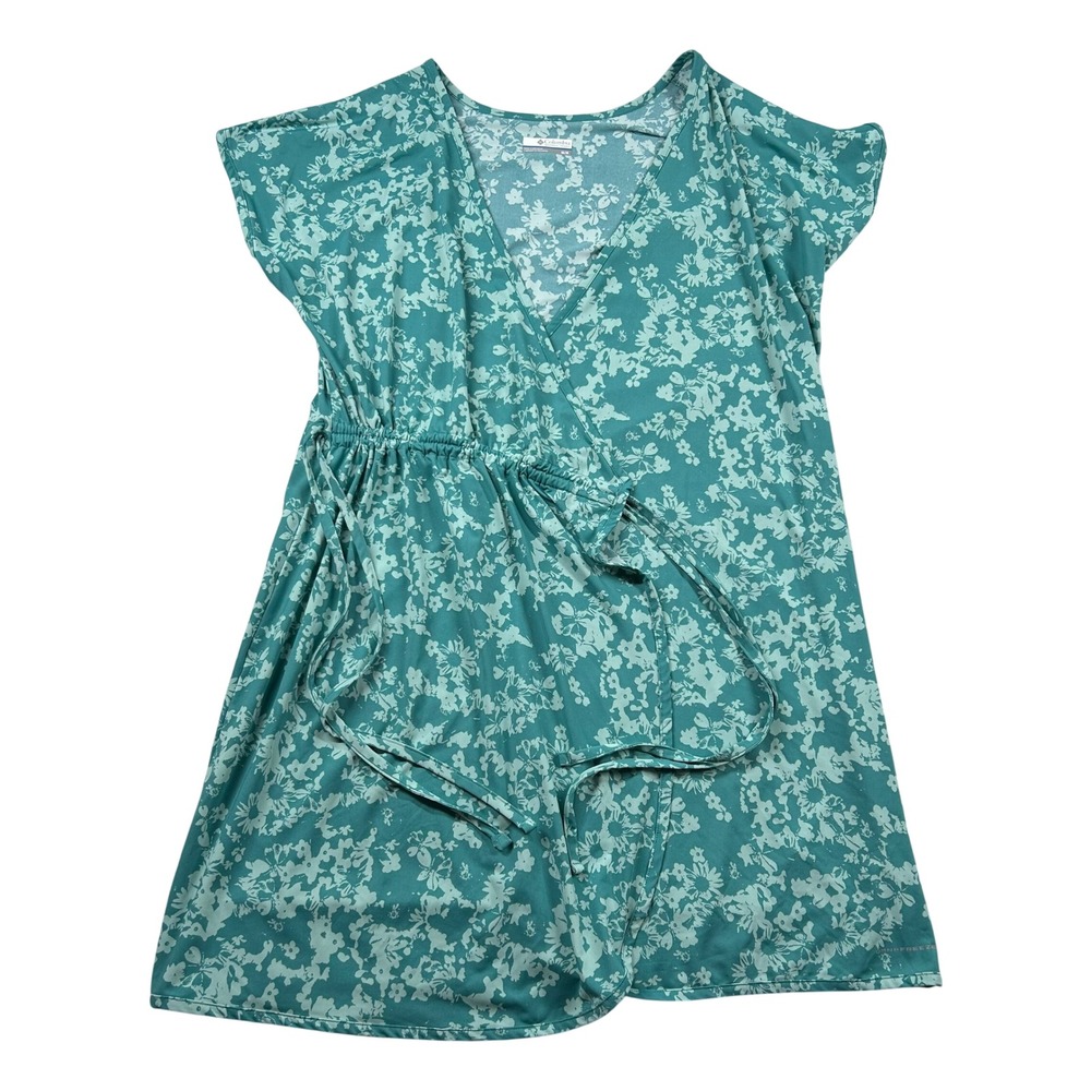 Columbia Performance Dress Womens M Omni-Freeze Zero Floral Wrap Dress Teal